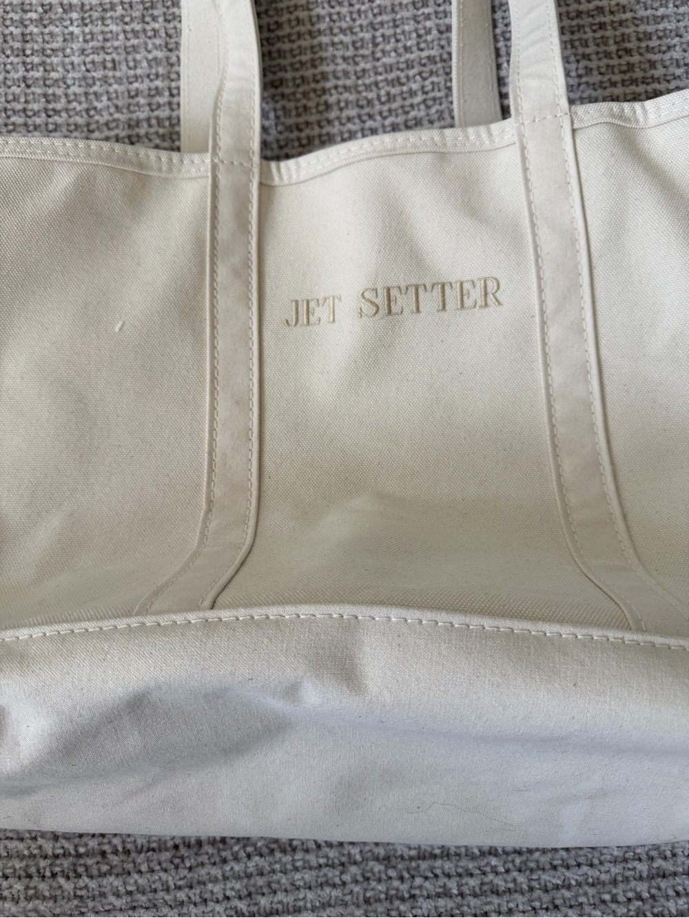 L.L. Bean XL Large zip top Tote in Cream - Picture 3 of 6